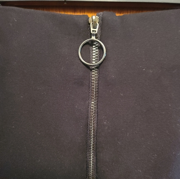 Zara black tuxedo stripped front zip leggings szM - Picture 4 of 6